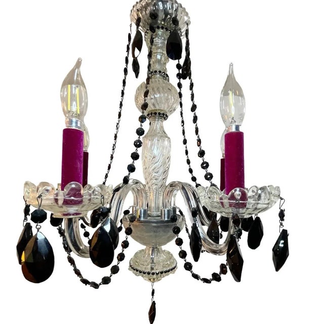 Art Deco Karen Curtis’ Red & Black Strass Swarovski Crystal Chandelier, Antique Frame For Sale - Image 3 of 12