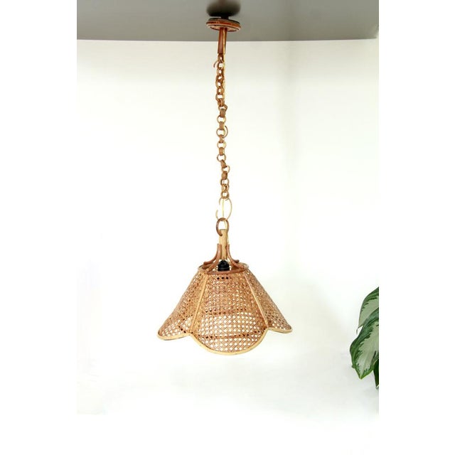 VintageOmbrellino Bamboo and Viennese Straw Ceiling Lamp, Italy, 1970s For Sale - Image 11 of 11
