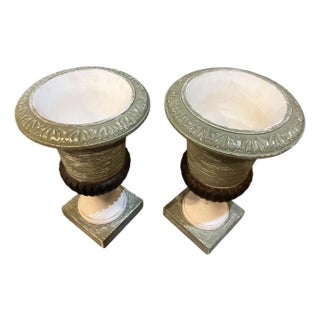Pair of Pedestal, Botanical Urns For Sale