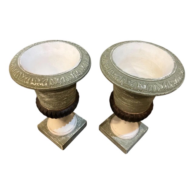 Pair of Pedestal, Botanical Urns For Sale