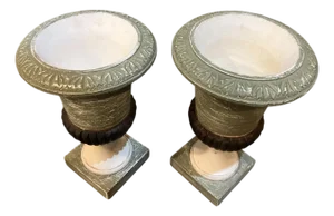 Pair of Pedestal, Botanical Urns