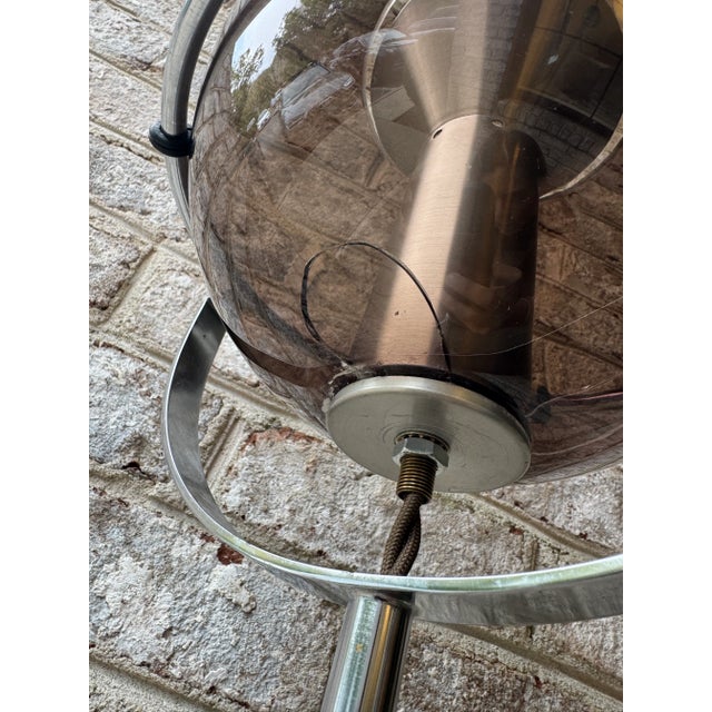 Vintage, Mid Century Modern Frank Ligttelijn for Raak Smoked Glass Orb Floor Lamp, Unmarked For Sale - Image 12 of 18