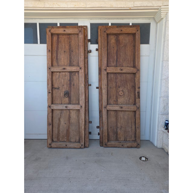 Rustic Antique Doors With Hand Forged Iron Elements For Sale - Image 12 of 17