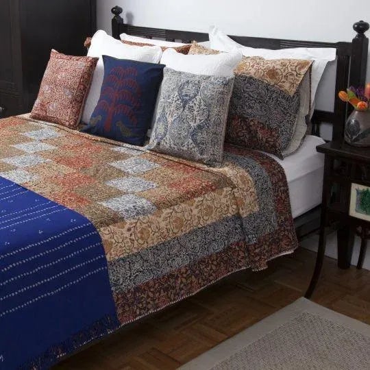 Indian Bandhani 42"x80" Cobalt Blue Wool Throw For Sale - Image 3 of 5