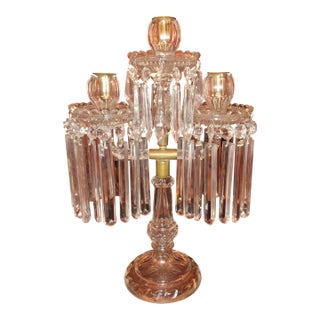 19thc French Antique Large Cut Glass/ Crystal Tulip Candelabra Attrib. To Baccarat For Sale