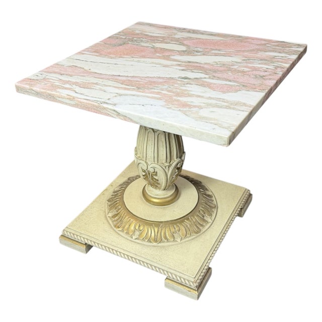 Vintage Italian Marble Top Side Table For Sale