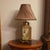 Vintage Chinoiserie Hexagonal Reverse-Painted Glass & Brass Table Lamp For Sale - Image 4 of 15
