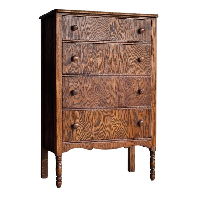 Antique Quarter Sawn Tiger Oak Chest of Drawers For Sale