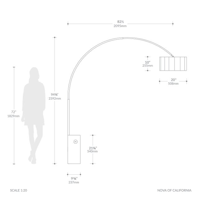 Metal Iconic 95" Arc Floor Lamp - Black Nickel, Marble Base, Linen Shade For Sale - Image 7 of 7