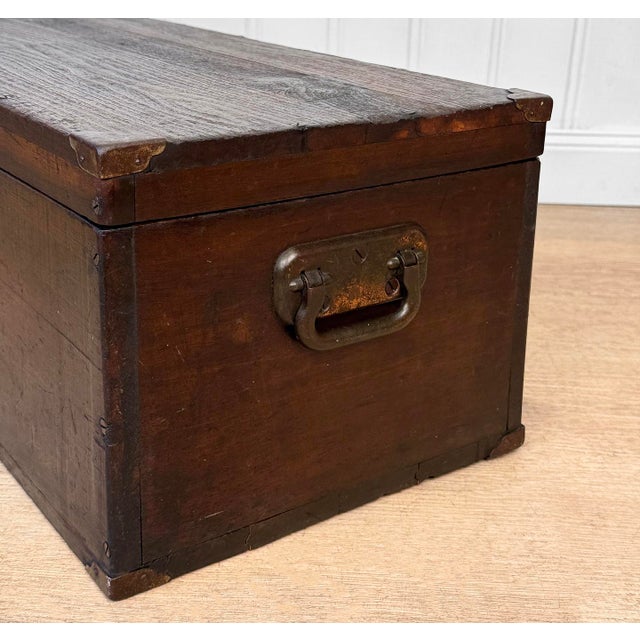 Antique Large Primitive Wood Machinist Chest Tool Box For Sale - Image 9 of 13