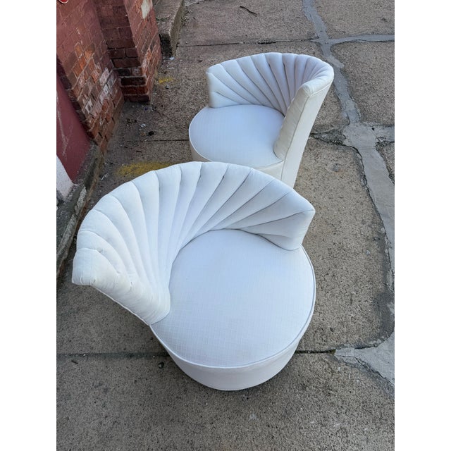 1980 White Shell Art Deco Style Swivel Chair