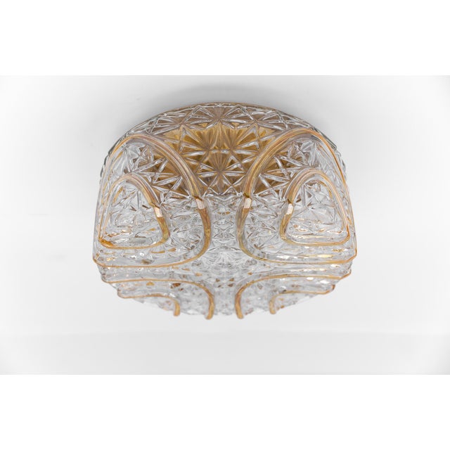 Mid-Century Modern Roiund 3D Amber Glass Flush Mount Lamp by Limburg, Germany, 1960s For Sale - Image 3 of 15