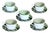 1990s Bill Goldsmith Site Carot New Florida Green Limoges Cup & Saucer Set of 5 - 10 pcs For Sale