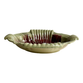 1940s German Art Deco Drip Glaze Celadon Art Pottery Bowl For Sale