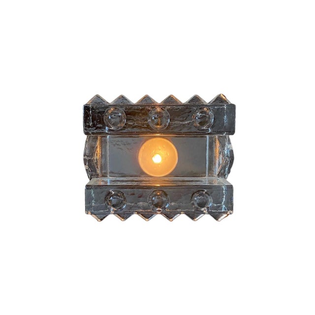 Mid-Century Modern 1980s Hand-Carved Modernist Heavy Glass Candle Holder For Sale - Image 3 of 6