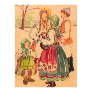 1930s Florence Rogers European Figural Watercolor
