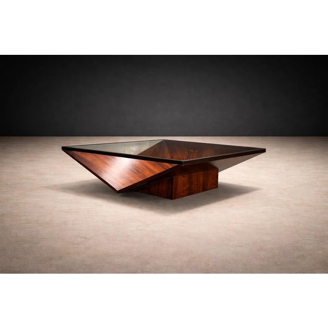 Mid-Century Modern Brazilian Modern Coffee Table in Rosewood, Glass & Metal, Attributed to Joaquim Tenreiro, 1960s For Sale - Image 3 of 16
