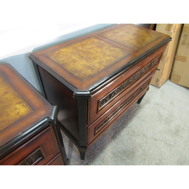 Milling Road by Baker Furniture Pair of Matching Burl Wood Chests For Sale - Image 9 of 12