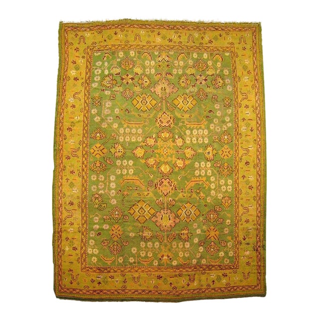 Apple Green Antique Turkish Oushak - 9'4" x 12'6" For Sale