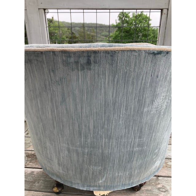 Pair of Vintage Upholstered Tufted Barrel Tub Chairs, 1970s For Sale - Image 10 of 12