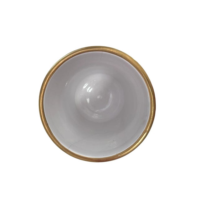 1960s 1960s Ugo Zaccagnini White & Gold Jeweled Italian Hollywood Regency Pottery Cachepot For Sale - Image 5 of 6