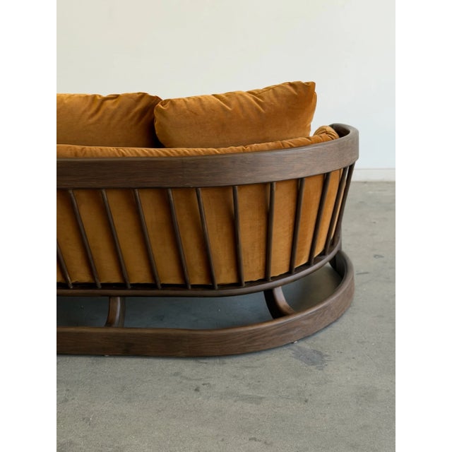 1970s Sculptural Oak Barrel Back Sofa Attributed to Howard Furniture For Sale - Image 11 of 15