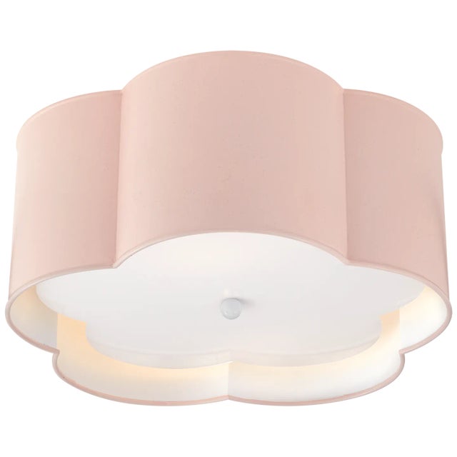 Kate Spade New York for Visual Comfort Signature Bryce Medium Flush Mount in Pink & White with Frosted Acrylic Diffuser For Sale