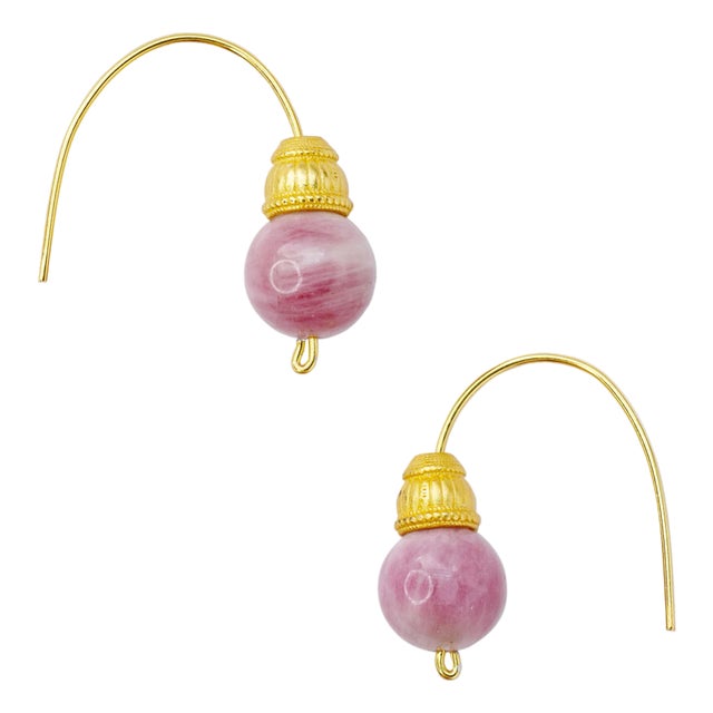 Pink Tourmaline Earring 14k Gold Hook-Set of 2 For Sale