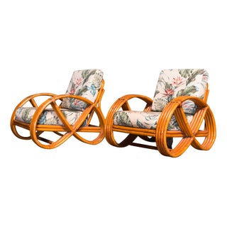 Mid Century Rattan Lounge Chairs - A Pair For Sale