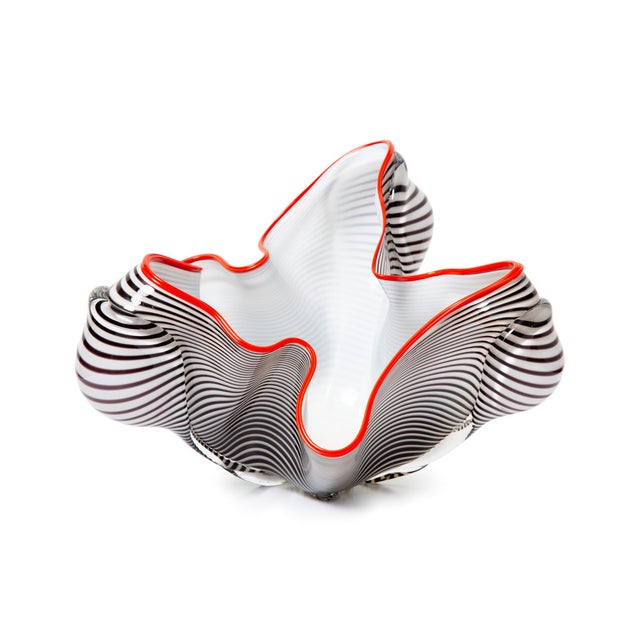 Freeform Art Glass Centerpiece, Signed For Sale