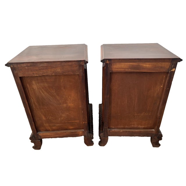 Wood Antique Pair of Nightstands Cabinet Drawer Rococo Revival By: G. Colombo & Figli For Sale - Image 7 of 14