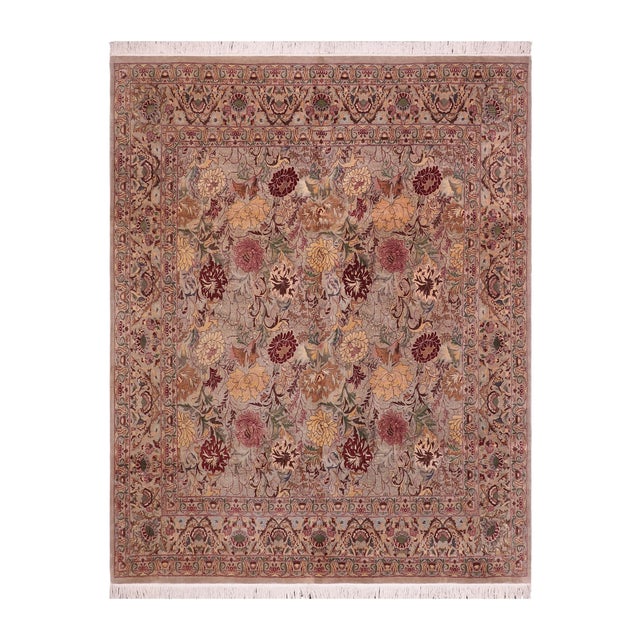 Shabby Chic Floral Square 1990's Pak-Persian Gray/Gray Wool Rug - 7'11'' X 8'1'' For Sale - Image 9 of 9
