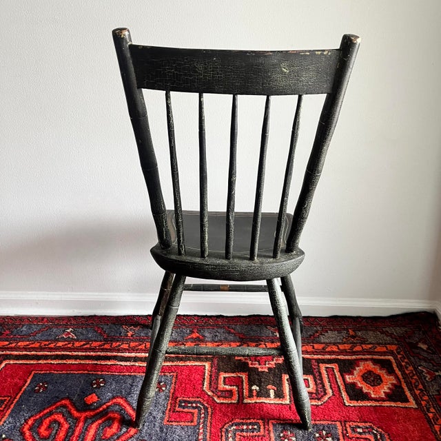 Antique Painted Windsor Side Chair With Faux Bamboo Spindles For Sale - Image 4 of 12