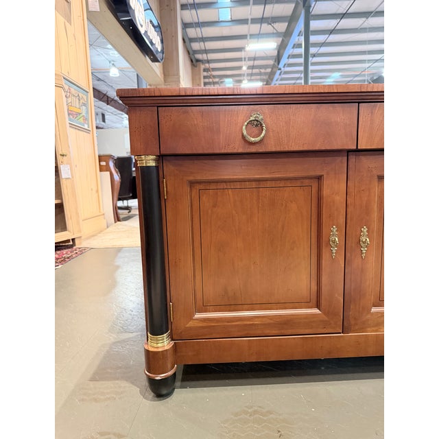 Late 20th Century Late 20th Century Baker Palladian Collection Neoclassical Walnut Sideboard With Ebonized Columns For Sale - Image 5 of 11
