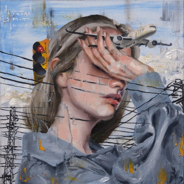 Early 21st Century Mixed Signals by Stefan Smit | Oil on Artefex Panel Portrait of a woman with obscured face For Sale - Image 5 of 5