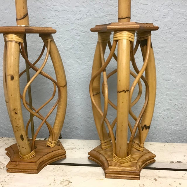Mid Century Rattan Bamboo Lamps a Pair Chairish