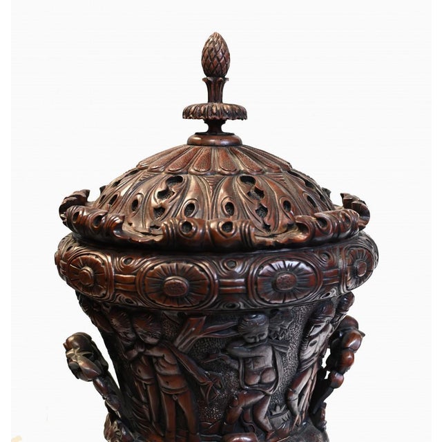 Italian Monumental Carved Urns, Set of 2 For Sale - Image 10 of 15