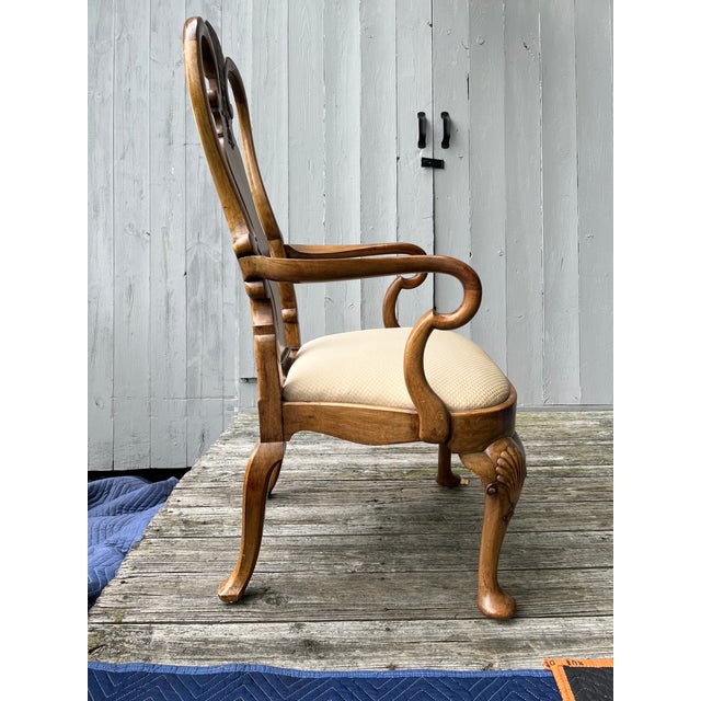 Set of 8 Vintage Queen Anne Dining Chairs With Carved Cabriolet Legs and Splats For Sale In New York - Image 6 of 12