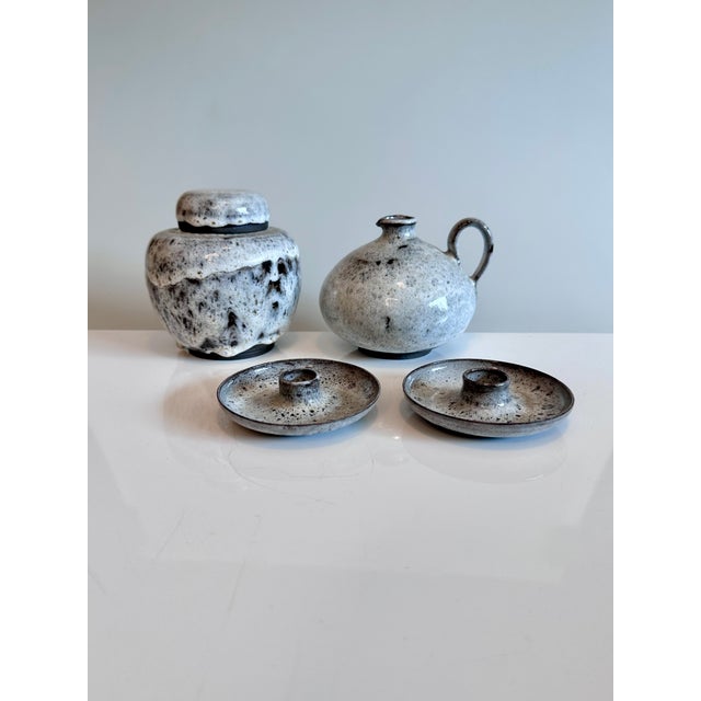 Studio Ceramics Set of Lidded Box, Handled Vase and Two Candlesticks by Serocka, Germany, 1970s, Set of 4 For Sale - Image 15 of 15