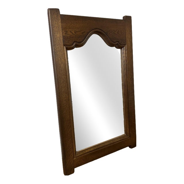 Vintage French Oak Wall Mirror For Sale