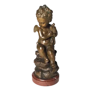 Late 19th Century Bronze & Marble Base Cherub Figure