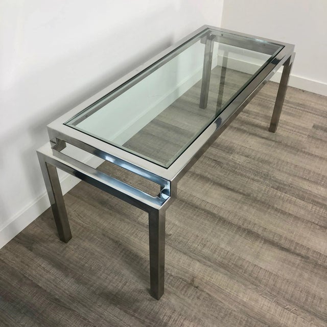 Metal Modern Chrome & Glass Coffee Table, Italy, 1970s For Sale - Image 7 of 12