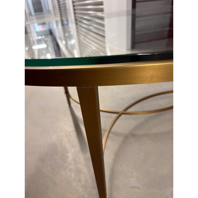 Traditional Classic Baker Antique Brass Glass Top Coffee Table For Sale - Image 3 of 6