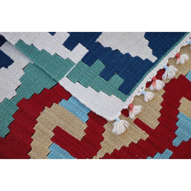 1960s Rustic Farmhouse Handmade Wool Kilim For Sale - Image 9 of 11