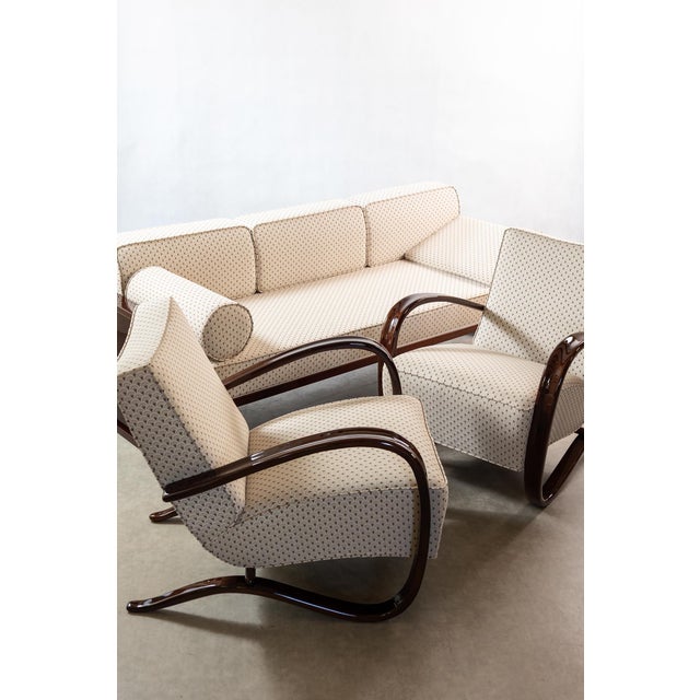 H-269 Chairs and Ottoman by Jindřich Halabala for Up Závody, 1930s, Set of 3, in Restored conditions. Designed 1920 to...