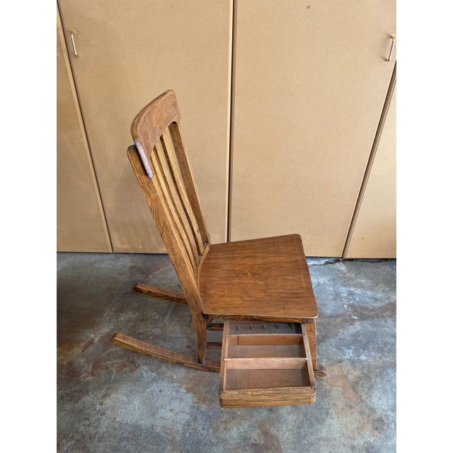 Rare Antique Chittenden & Eastman "Square Brand" Oak Sewing Rocker – C. 1910 For Sale - Image 4 of 6