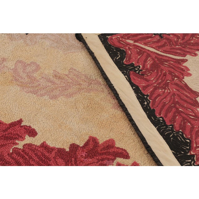Antique Hooked Rug With Floral Medallion in Bright Pastel Hues - Rug & Kilim For Sale - Image 10 of 10