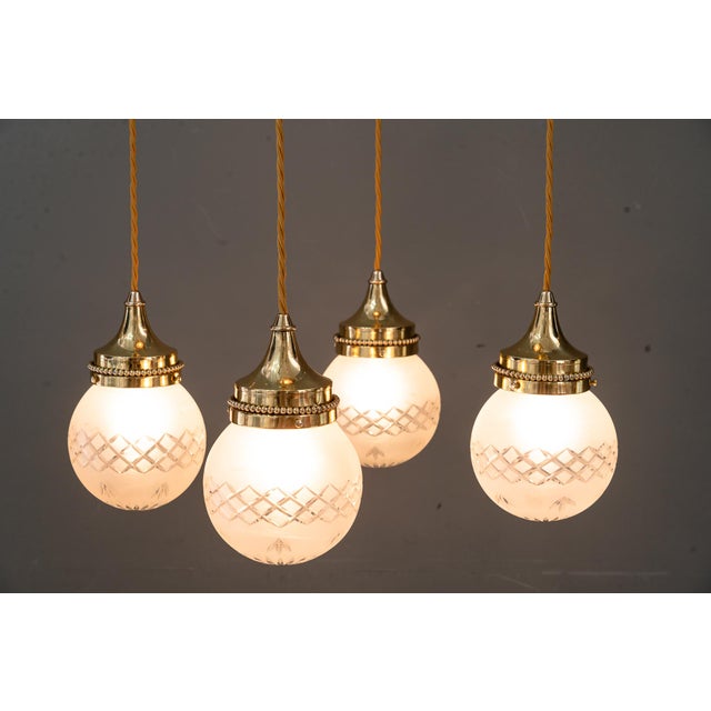 Art Deco Chandelier with Cut Glass Shades, Vienna, 1920s For Sale - Image 15 of 18