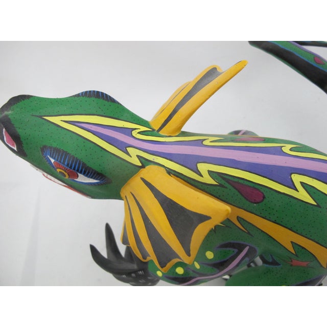 Oaxacan Alebrije Lizard Wood Carving Mexico Folk Art Figure Sculpture For Sale - Image 9 of 17