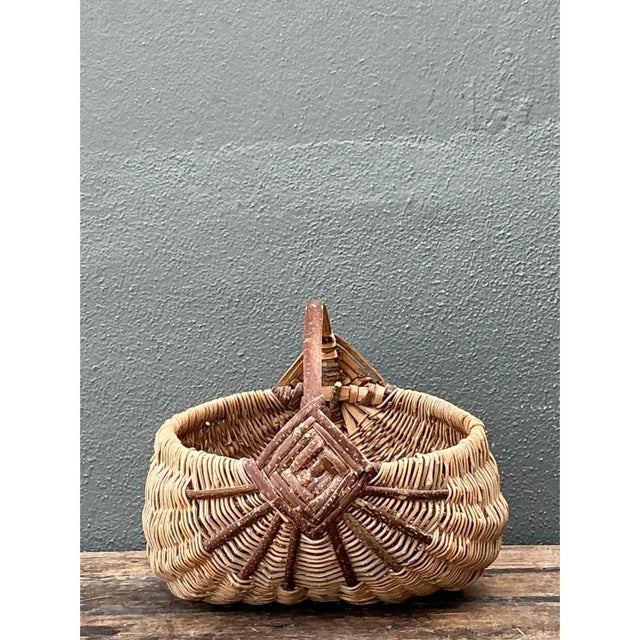 Vintage Handcrafted Shaker Rattan Basket For Sale - Image 4 of 12